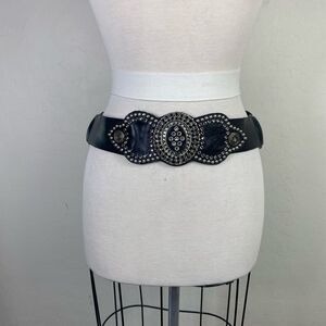 Leatherock Black Statement Belt with Intricate Design